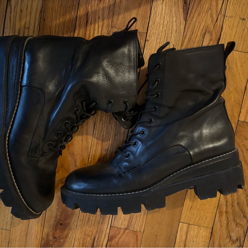 Black Leather Combat Boots / Sam Edelman / Like new!
